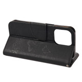 For iPhone 13 Pro Case, Vintage Butterflies Pattern PU Leather Wallet Cover, Stand, Black | iCoverLover Australia