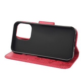 For iPhone 13 Case, Vintage Butterflies Pattern PU Leather Wallet Cover, Stand, Red | iCoverLover Australia