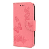For iPhone 13 Pro Max Case, Vintage Butterflies Pattern PU Leather Wallet Cover, Stand, Pink | iCoverLover Australia