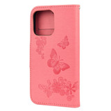 For iPhone 13 Pro Max Case, Vintage Butterflies Pattern PU Leather Wallet Cover, Stand, Pink | iCoverLover Australia