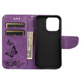 For iPhone 13 Pro Max Case, Vintage Butterflies Pattern PU Leather Wallet Cover, Stand, Purple | iCoverLover Australia