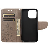 For iPhone 13 Pro Case, Playful Butterflies PU Leather Wallet Cover, Stand, Grey | iCoverLover Australia