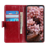 For iPhone 13 Pro Case, Retro PU Leather Wallet Cover, Copper Accents, Wine Red | iCoverLover Australia