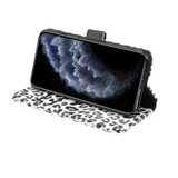 For iPhone 13 Case, Leopard Print Folio PU Leather Wallet Cover, Card Slot, Holder, White | iCoverLover Australia