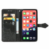 For iPhone 13 Pro Max Case, Mandala Emboss PU Leather Wallet Cover, Stand, Lanyard, Black | iCoverLover Australia