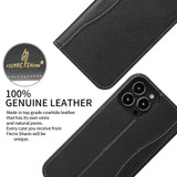 For iPhone 13 Pro Max Case Black Fierre Shann Genuine Cowhide Leather Wallet Cover | iCoverLover Australia