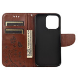 For iPhone 13 Case, Playful Butterflies PU Leather Wallet Cover, Stand, Brown | iCoverLover Australia