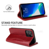 For iPhone 13 Pro Case Red Fierre Shann Genuine Cowhide Leather Wallet Cover | iCoverLover Australia
