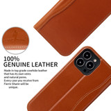 For iPhone 13 Pro Case Brown Fierre Shann Genuine Cowhide Leather Wallet Cover | iCoverLover Australia