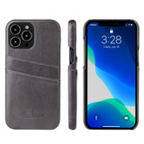 For iPhone 13 Pro Case Deluxe Leather Wallet Back Shell Slim Cover Grey | iCoverLover Australia