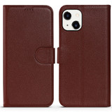 For iPhone 13 mini Case Fashion Cowhide Genuine Leather Wallet Cover Wine Red | iCoverLover Australia
