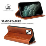 For iPhone 13 Mini Case Brown Fierre Shann Genuine Cowhide Leather Wallet Cover | iCoverLover Australia