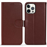 For iPhone 13 Pro Case Fashion Cowhide Genuine Leather Wallet Cover Wine Red | iCoverLover Australia