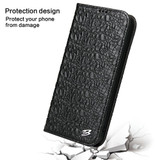 For iPhone 13 Pro Max Case Fierre Shann Crocodile Pattern Genuine Cow Wallet Leather Cover Black | iCoverLover Australia