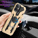 For iPhone 12/12 Pro (6.1in) Case Tough Armour Protective Cover with Magnetic Ring Holder Gold | iCoverLover Australia