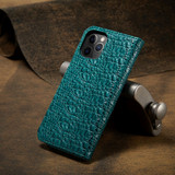 For iPhone 12 mini (5.4in) Case, Fierre Shann Crocodile Pattern Genuine Cow Wallet Leather Cover, Green | iCoverLover Australia