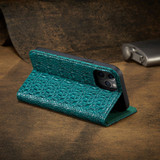 For iPhone 12 mini (5.4in) Case, Fierre Shann Crocodile Pattern Genuine Cow Wallet Leather Cover, Green | iCoverLover Australia