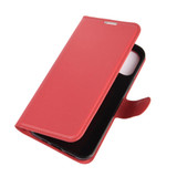 For iPhone 12 mini Case Lychee Texture Folio PU Protective Case , Holder & Card Slots & Wallet, Red | iCoverLover Australia