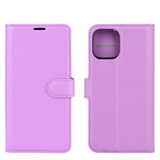 For iPhone 12 mini Case Lychee Texture Folio PU Protective Case , Holder & Card Slots & Wallet, Purple | iCoverLover Australia
