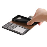 For iPhone 12 mini (5.4in) Case, Genuine Leather Crocodile Pattern Wallet Flip Cover, Black | iCoverLover Australia