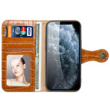 For iPhone 12 mini (5.4in) Case, Genuine Leather Crocodile Pattern Wallet Flip Cover, Brown | iCoverLover Australia