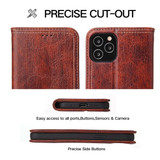 For iPhone 12/12 Pro (6.1in) Case PU Leather Flip Wallet Protective Cover Kickstand Brown | iCoverLover Australia