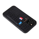 For iPhone 12 Pro Max (6.7in) Case, Crocodile Pattern PU Leather Card Slot Cover Black | iCoverLover Australia
