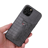 For iPhone 12 Pro Max (6.7in) Case, Crocodile Pattern PU Leather Card Slot Cover Grey | iCoverLover Australia