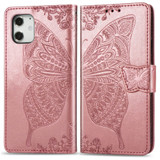 For iPhone 12/12 Pro 6.1in Butterfly Love Flower Folio PU Leather Case, Card Slot, Wallet, Lanyard, Rose Gold | iCoverLover Australia