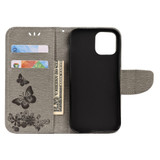 For iPhone 12 mini Case Vintage Floral Butterfly Pattern Folio PU Leather Case,Card Slot, Holder, Wallet, Lanyard, Grey | iCoverLover Australia