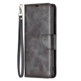 For Samsung Galaxy S25 Ultra Case - Lambskin Texture, Folio PU Leather Wallet Cover with Card Slots, Lanyard, Black | iCoverLover Australia