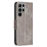 For Samsung Galaxy S25 Ultra Case - Lambskin Texture, Folio PU Leather Wallet Cover with Card Slots, Lanyard, Grey | iCoverLover Australia