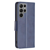 For Samsung Galaxy S25 Ultra Case - Lambskin Texture, Folio PU Leather Wallet Cover with Card Slots, Lanyard, Blue | iCoverLover Australia