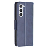 For Samsung Galaxy S25 Case - Lambskin Texture, Folio PU Leather Wallet Cover with Card Slots, Lanyard, Blue | iCoverLover Australia
