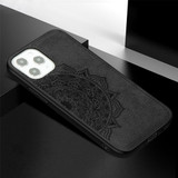 For iPhone 12 Pro Max Case, Fabric Textured Mandala Print Back Cover, Magnetic Insert, Black | iCoverLover Australia