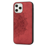 For iPhone 12 Pro Max Case, Fabric Textured Mandala Print Back Cover, Magnetic Insert, Red | iCoverLover Australia