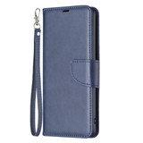 For Samsung Galaxy S24+ Plus Case - Lambskin Texture, Folio PU Leather Wallet Cover with Card Slots, Lanyard, Blue | iCoverLover Australia