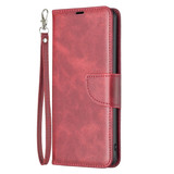 For Samsung Galaxy S24+ Plus Case - Lambskin Texture, Folio PU Leather Wallet Cover with Card Slots, Lanyard, Red | iCoverLover Australia