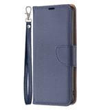 For Samsung Galaxy S24+ Plus Case - Lychee Folio Wallet PU Leather Cover, Kickstand, Blue | iCoverLover Australia