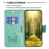 For Samsung Galaxy S24+ Plus Case - Embossed Butterflies, Folio Wallet PU Leather Cover, Stand, Green | iCoverLover Australia