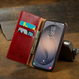 Samsung Galaxy S26 Red Leather Flip Wallet Case