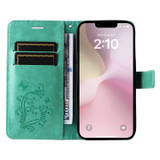 For iPhone 17e Folio PU Leather Case – Butterfly Embossed for Stylish Protection & Card Storage, Green | iCoverLover.com.au
