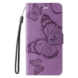 For iPhone 17e Folio PU Leather Case – Butterfly Embossed for Stylish Protection & Card Storage, Purple | iCoverLover.com.au