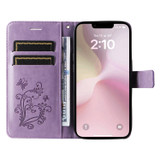 For iPhone 17e Folio PU Leather Case – Butterfly Embossed for Stylish Protection & Card Storage, Purple | iCoverLover.com.au