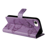 For iPhone 17e Folio PU Leather Case – Butterfly Embossed for Stylish Protection & Card Storage, Purple | iCoverLover.com.au