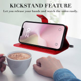 For iPhone 17e Folio PU Leather Case – Butterfly Embossed for Stylish Protection & Card Storage, Red | iCoverLover.com.au