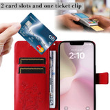 For iPhone 17e Folio PU Leather Case – Butterfly Embossed for Stylish Protection & Card Storage, Red | iCoverLover.com.au