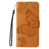 For iPhone 17e Folio PU Leather Case – Butterfly Embossed for Stylish Protection & Card Storage, Yellow | iCoverLover.com.au