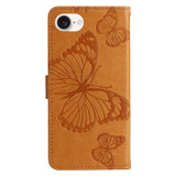For iPhone 17e Folio PU Leather Case – Butterfly Embossed for Stylish Protection & Card Storage, Yellow | iCoverLover.com.au