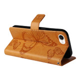 For iPhone 17e Folio PU Leather Case – Butterfly Embossed for Stylish Protection & Card Storage, Yellow | iCoverLover.com.au